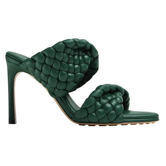 Bottega Veneta Curve Padded Green Vert Foncee Leather Sandal Mule Heel Pump 36 - Picture 1 of 12